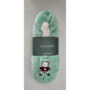 VERA BRADLEY Green Soft Fleece Slippers Sock Toasty Teddies 🧸 size 7-8 sz M New